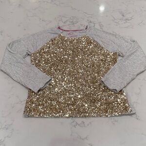 Kids Boden Gold Sequin Long Sleeve Tee
